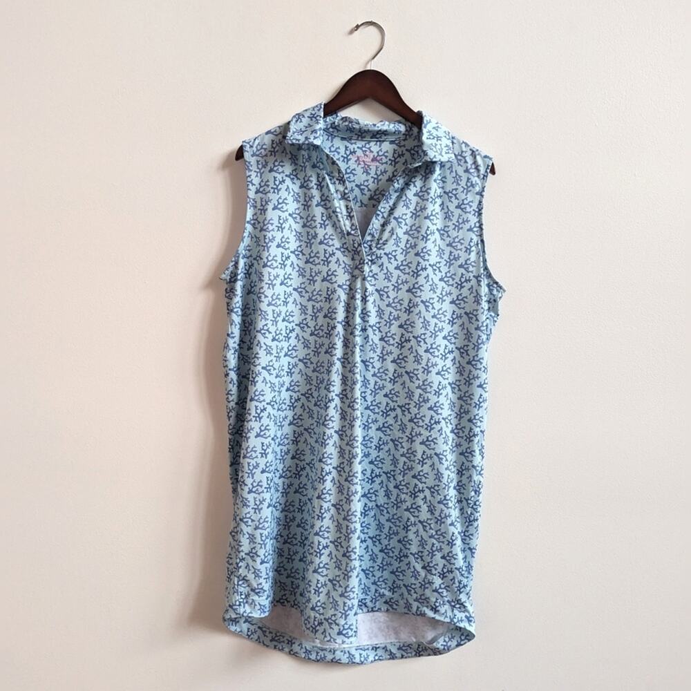 Vineyard Vines Performance Dress XL Womens Blue Coral Preppy